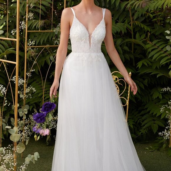 Illusion V-Neck A-Line Shape Prom Dress CD0154W